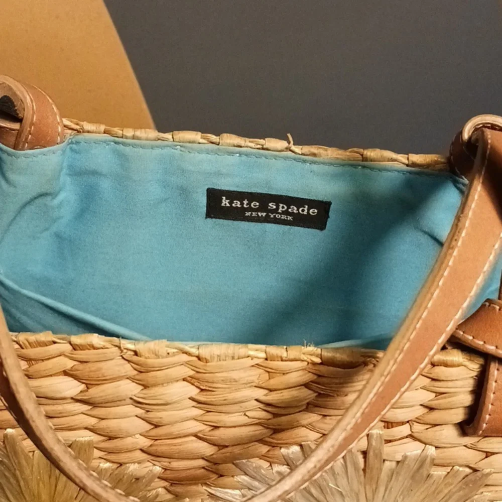 Kate Spade Vintage 90s Raffia Floral Straw Tote - Picture 11 of 13